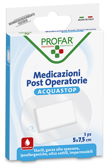 ACQUASTOP MEDICAZIONE POST OPERATORIA 5X7,5 CM PROFAR MED 5 PEZZI - doctorpill.it
