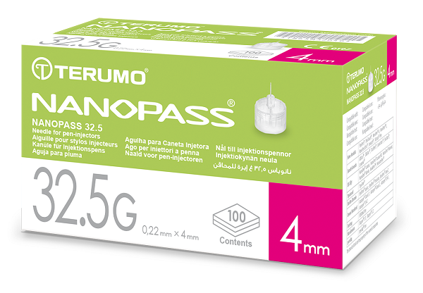 AGO PER PENNA DA INSULINA NANOPASS 32,5 GAUGE LUNGHEZZA 4 MM 100 PEZZI - doctorpill.it