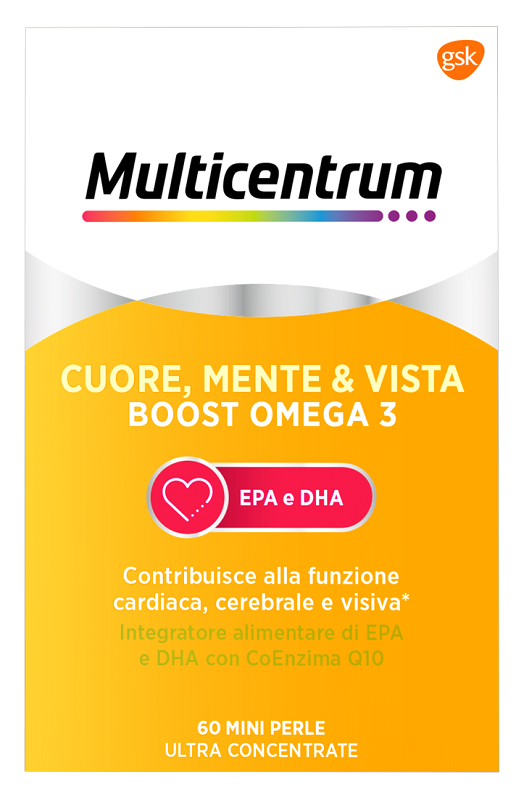 MULTICENTRUM CUORE MENTE E VISTA BOOST OMEGA 3 60 MINI PERLE - doctorpill.it