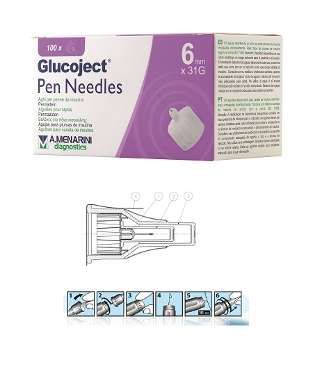 AGO PER PENNA DA INSULINA GLUCOJECT LUNGHEZZA 6 MM GAUGE 31 100 PEZZI - doctorpill.it