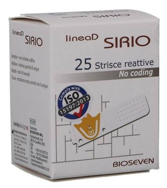 STRISCE MISURAZIONE GLICEMIA LINEA D SIRIO 25 PEZZI - doctorpill.it
