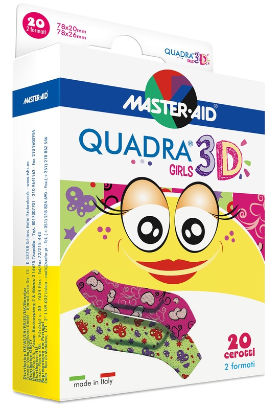 CEROTTO MASTER-AID QUADRA 3D GIRLS 20 PEZZI ASSORTITI - doctorpill.it