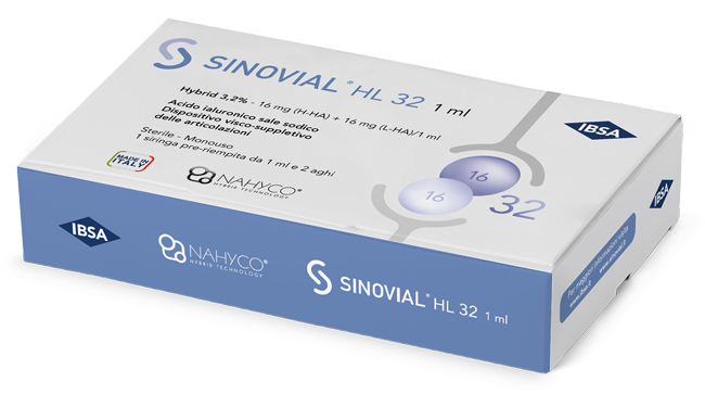 SIRINGA INTRA-ARTICOLARE SINOVIAL HL 32 ACIDO IALURONICO SALE SODICO 16MG H-HA + 16MG H-LA/1ML + AGO 22 GAUGE + AGO 29 GAUGE - doctorpill.it