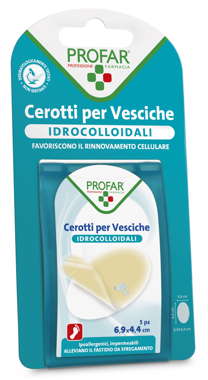 CEROTTO VESCICHE IDROCOLLOIDALE PROFAR 6,9X4,4 5 PEZZI - doctorpill.it