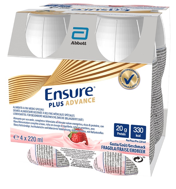 ENSURE PLUS ADVANCE FRAGOLA 4 BOTTIGLIE DA 220 ML - doctorpill.it