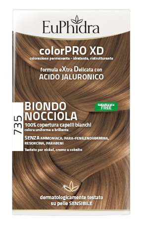 EUPHIDRA COLORPRO XD 735 BIONDO NOCCIOLA GEL COLORANTE CAPELLI IN FLACONE + ATTIVANTE + BALSAMO + GUANTI - doctorpill.it