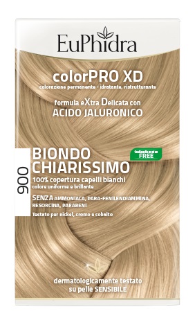 EUPHIDRA COLORPRO XD 900 BIONDO CHIARISSIMO GEL COLORANTE CAPELLI IN FLACONE + ATTIVANTE + BALSAMO + GUANTI - doctorpill.it