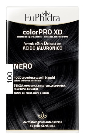 EUPHIDRA COLORPRO XD 100 NERO GEL COLORANTE CAPELLI IN FLACONE + ATTIVANTE + BALSAMO + GUANTI - doctorpill.it