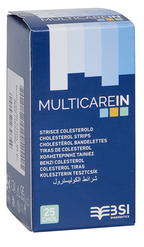 TEST COLESTEROLEMIA MULTICARE IN COLESTEROLO IN STRISCE CON ASPIRAZIONE CAPILLARE 25 PEZZI - doctorpill.it