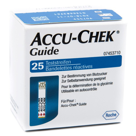 STRISCE MISURAZIONE GLICEMIA ACCU-CHEK GUIDE 25 PEZZI CONFEZIONE RETAIL - doctorpill.it