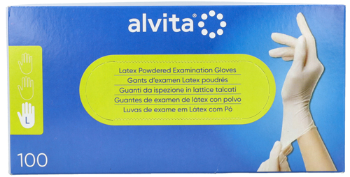 GUANTI DA ISPEZIONE ALVITA IN LATTICE TALCATI L 100 PEZZI - doctorpill.it