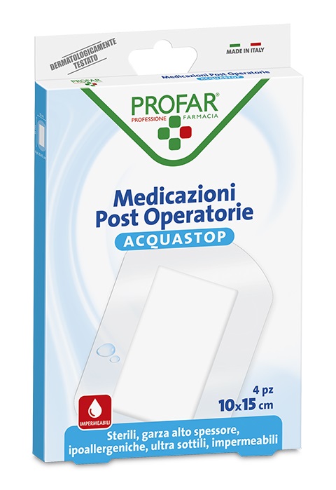 ACQUASTOP MEDICAZIONE POST OPERATORIA 10X15 CM PROFAR MED 4 PEZZI - doctorpill.it