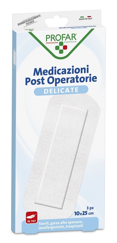 MEDICAZIONE POST OPERATORIA STERILE GARZA ANTIADERENTE 10X25 CM 3 PEZZI PROFAR - doctorpill.it