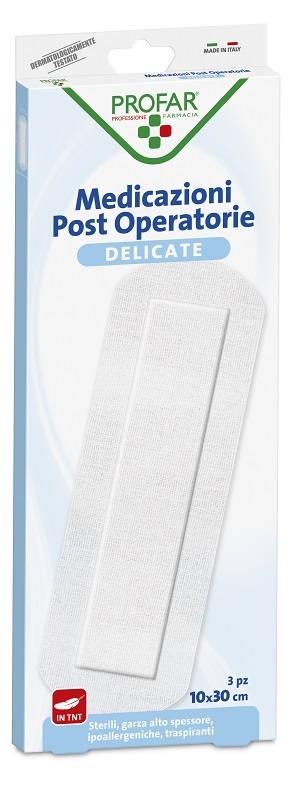 MEDICAZIONE POST OPERATORIA STERILE GARZA ANTIADERENTE 10X30 CM 3 PEZZI PROFAR - doctorpill.it