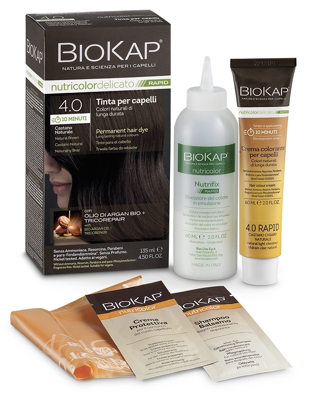 BIOS LINE  BIOKAP NUTRICOLOR DELICATO RAPID TINTA 4,00 CASTANO NATURALE 135 ML - doctorpill.it