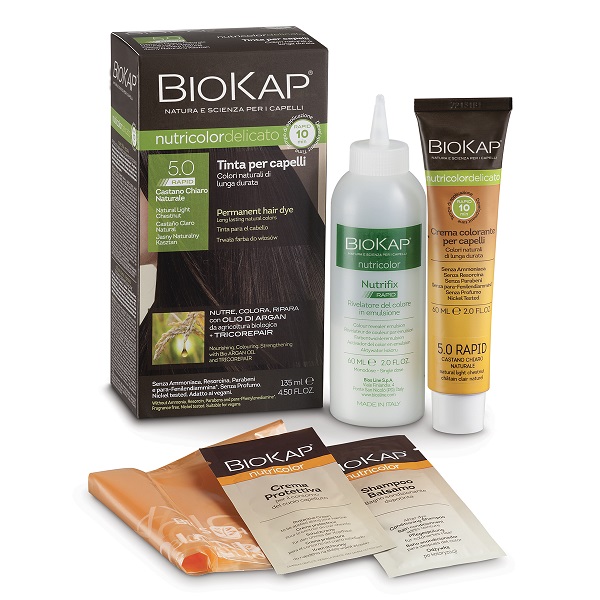BIOS LINE  BIOKAP NUTRICOLOR DELICATO RAPID TINTA 5,0 CASTANO CHIARO NATURALE 135 ML - doctorpill.it