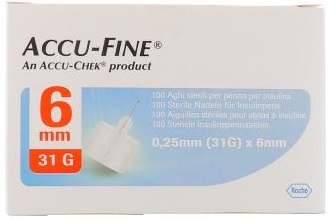 AGO PER PENNA DA INSULINA ACCU-FINE PEN NEEDLE ACCU-CHEK GAUGE 31 X 6MM 100 PEZZI - doctorpill.it