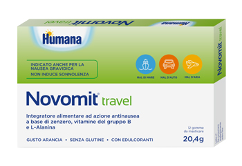 NOVOMIT TRAVEL 12 GOMME DA MASTICARE GUSTO ARANCIA - doctorpill.it