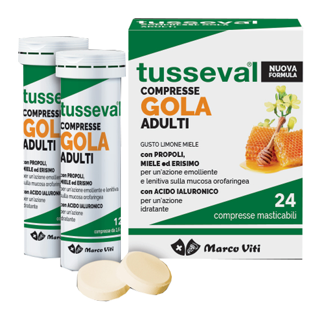 TUSSEVAL GOLA ADULTI 24 COMPRESSE MASTICABILI LIMONE E MIELE - doctorpill.it