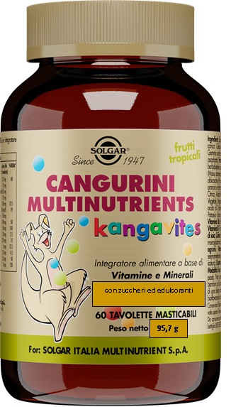 CANGURINI MULTINUTRIENTS FRUTTI TROPICALI 60 TAVOLETTE - doctorpill.it
