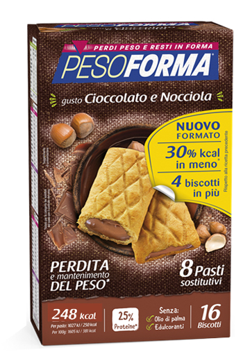 PESOFORMA BISCOTTO CIOCCOLATO NOCCIOLA 16 PEZZI 33 G - doctorpill.it