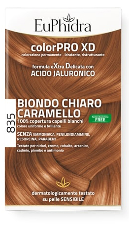 EUPHIDRA COLORPRO GEL COLORANTE CAPELLI XD 835 CARAMELLO 50 ML + ATTIVANTE + BALSAMO + GUANTI - doctorpill.it