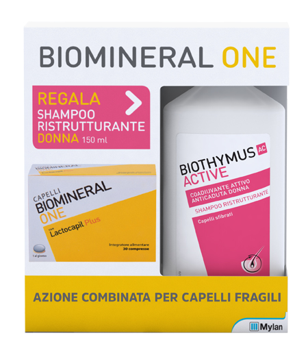 BIOMINERAL ONE LACTOCAPIL 30 COMPRESSE + BIOTHYMUS SHAMPOO DONNA RISTRUTTURANTE 150 ML - doctorpill.it