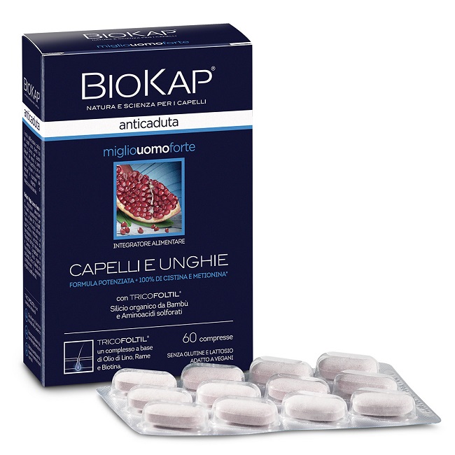 BIOKAP ANTICADUTA MIGLIO UOMO FORTE CON TRICOFOLTIL 60 COMPRESSE - doctorpill.it