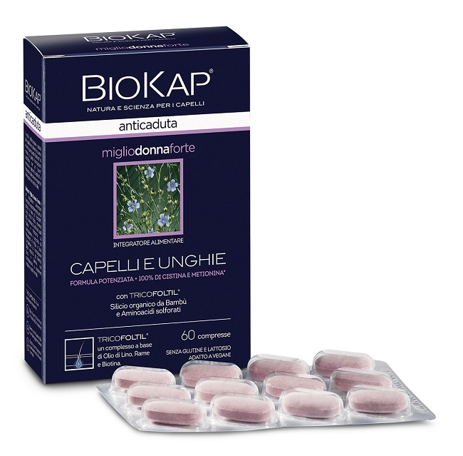 BIOKAP ANTICADUTA MIGLIO DONNA FORTE CON TRICOFOLTIL 60 COMPRESSE - doctorpill.it