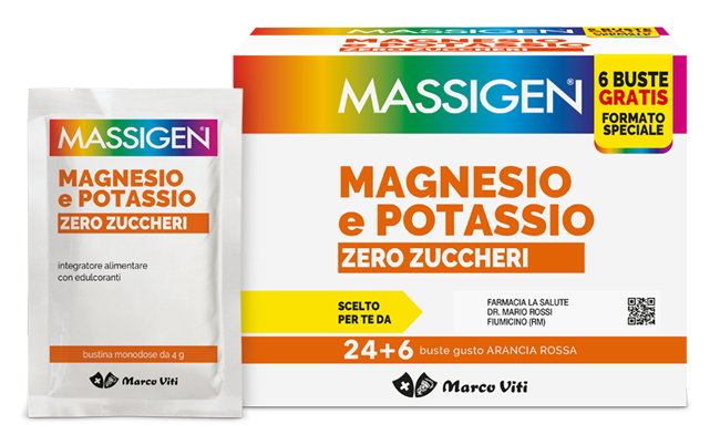 MASSIGEN MAGNESIO POTASSIO ZERO ZUCCHERO 24 BUSTINE + 6 BUSTINE - doctorpill.it