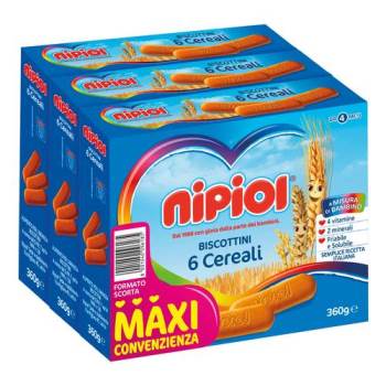 NIPIOL BISCOTTINI 6 CEREALI 3 X 360 G - doctorpill.it