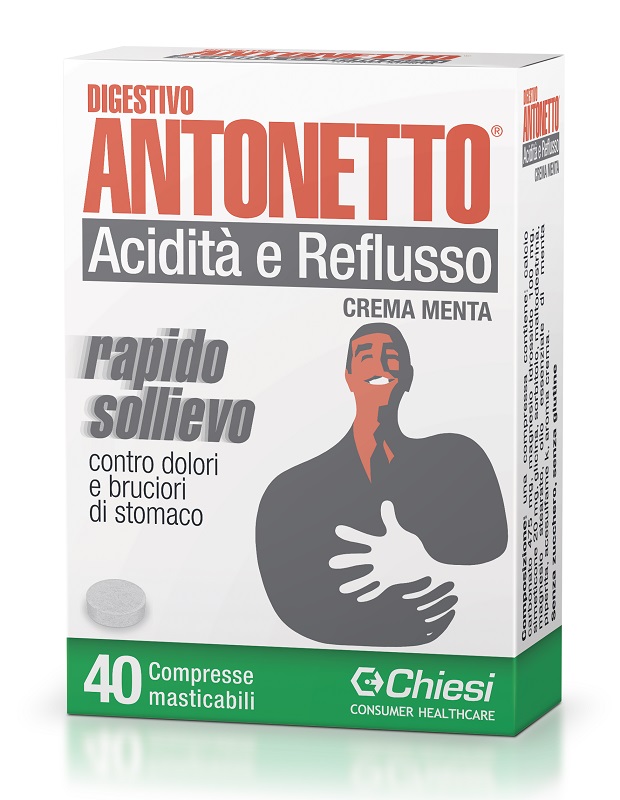 DIGESTIVO ANTONETTO ACIDITA' E REFLUSSO CREMA ALLA MENTA 40 COMPRESSE MASTICABILI - doctorpill.it