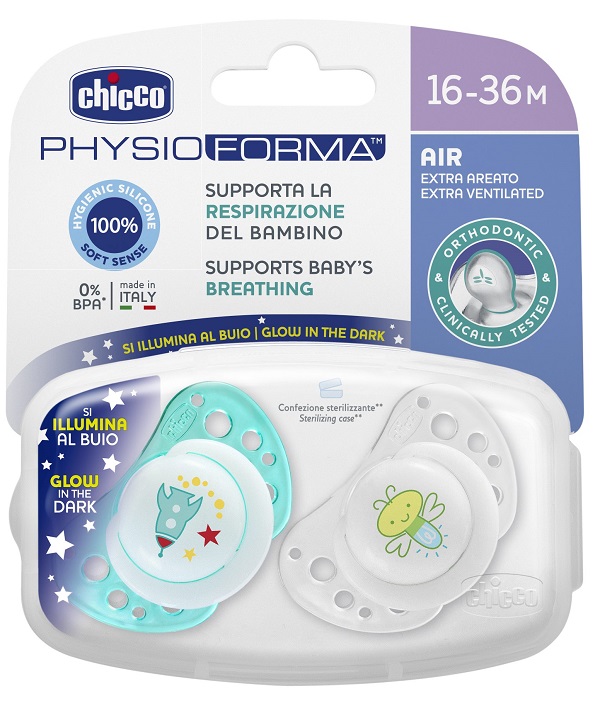CHICCO SUCCHIETTO AIR LUMI IN SILICONE 16-36 MESI 2 PEZZI - doctorpill.it