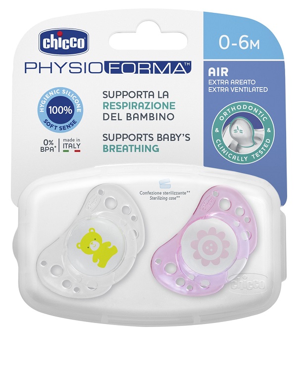 CHICCO SUCCHICCO AIR GIRL SILICONE 0-6 MESI 2 PEZZI - doctorpill.it