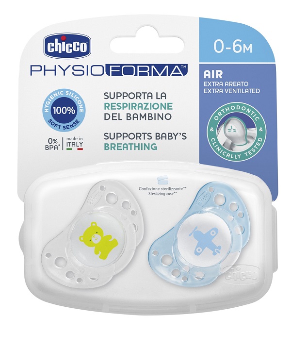 CHICCO SUCCHICCO AIR BOY SILICONE 0-6 MESI 2 PEZZI - doctorpill.it