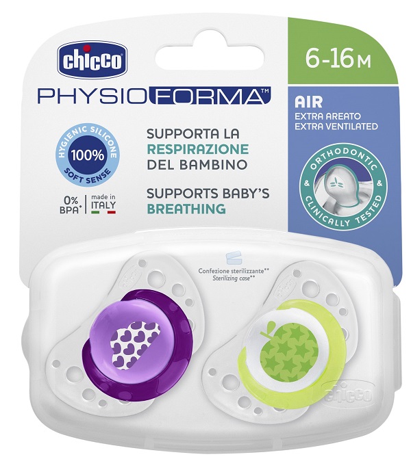 CHICCO SUCCHIETTO AIR GIRL IN SILICONE 6-16 MESI 2 PEZZI - doctorpill.it