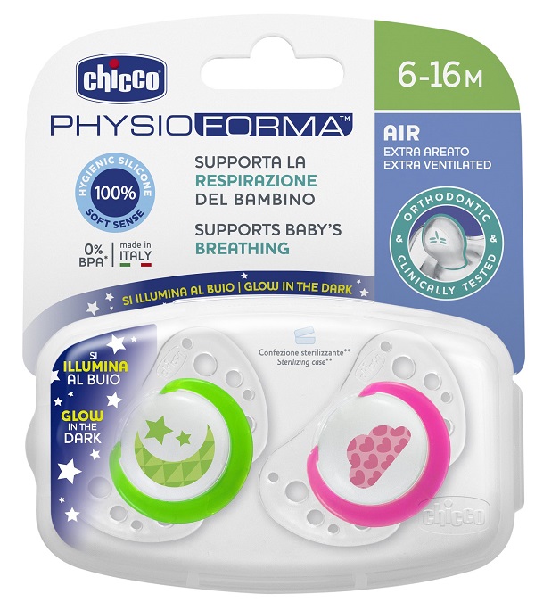 CHICCO SUCCHIETTO AIR LUMI IN SILICONE 6-16 MESI 2 PEZZI - doctorpill.it