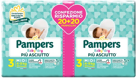 PAMPERS BABY DRY DUO DOWNCOUNT MIDI 40 PEZZI - doctorpill.it