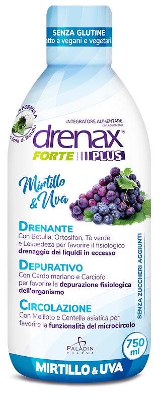 DRENAX FORTE PLUS ORIGINALE CON MIRTILLO E UVA 750 ML - doctorpill.it