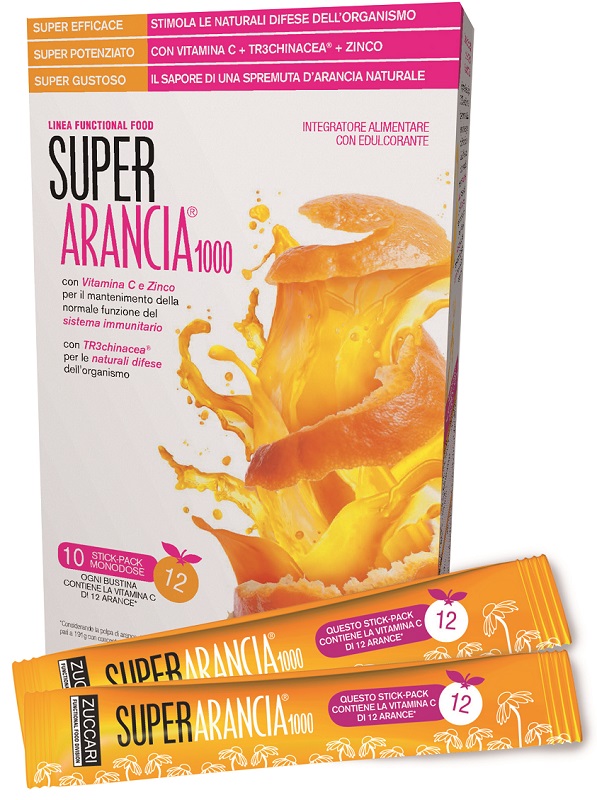 SUPER ARANCIA 1000 10 STICK PACK MONODOSE DA 3,7G INTEGRATORE ALIMENTARE CON EDULCORANTE - doctorpill.it