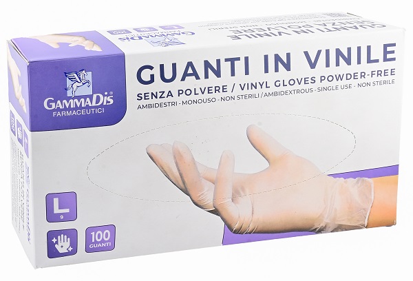 GUANTI VINILE SENZA POLVERE LARGE 100 PEZZI GAMMADIS - doctorpill.it