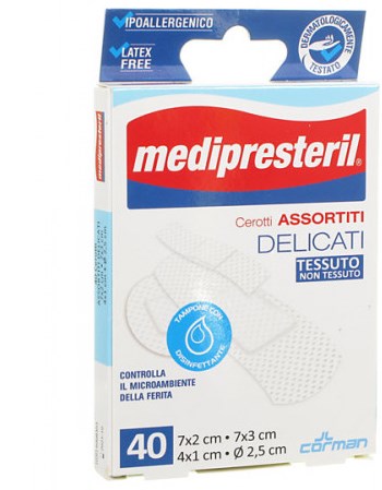 MEDIPRESTERIL CEROTTI DELICATI ASSORTITI 4 FORMATI 40 PEZZI - doctorpill.it
