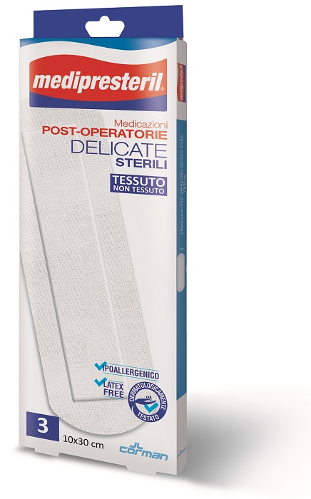 MEDICAZIONE POST OPERATORIA MEDIPRESETERIL DELICATA TNT 10X30CM 3 PEZZI - doctorpill.it