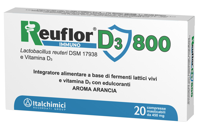 REUFLOR D3 800 20 COMPRESSE MASTICABILI AROMA ARANCIA - doctorpill.it