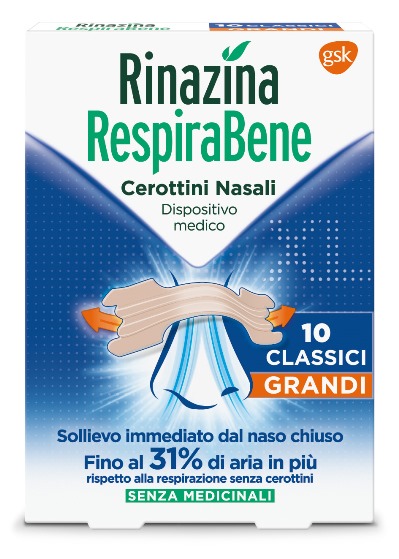RINAZINA RESPIRABENE CEROTTI NASALI CLASSICI GRANDI CARTON 10 PEZZI - doctorpill.it