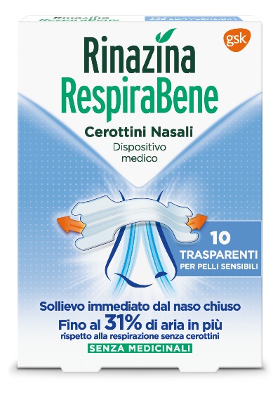 RINAZINA RESPIRABENE CEROTTI NASALI TRASPARENTI CARTON 10 PEZZI - doctorpill.it