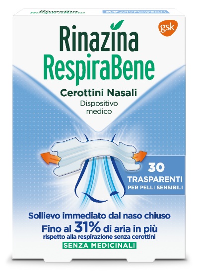 RINAZINA RESPIRABENE CEROTTI NASALI TRASPARENTI CARTON 30 PEZZI - doctorpill.it