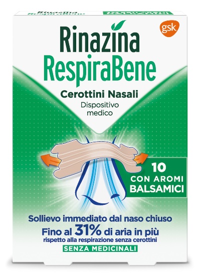 RINAZINA RESPIRABENE CEROTTI NASALI CON AROMI BALSAMICI CARTON 10 PEZZI - doctorpill.it