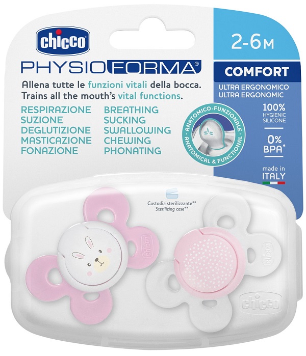 CHICCO SUCCHIETTO COMFORT GIRL SILICONE 2-6 MESI 2 PEZZI - doctorpill.it