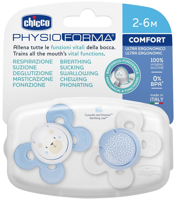 CHICCO SUCCHIETTO COMFORT BOY SILICONE 2-6 MESI 2 PEZZI - doctorpill.it